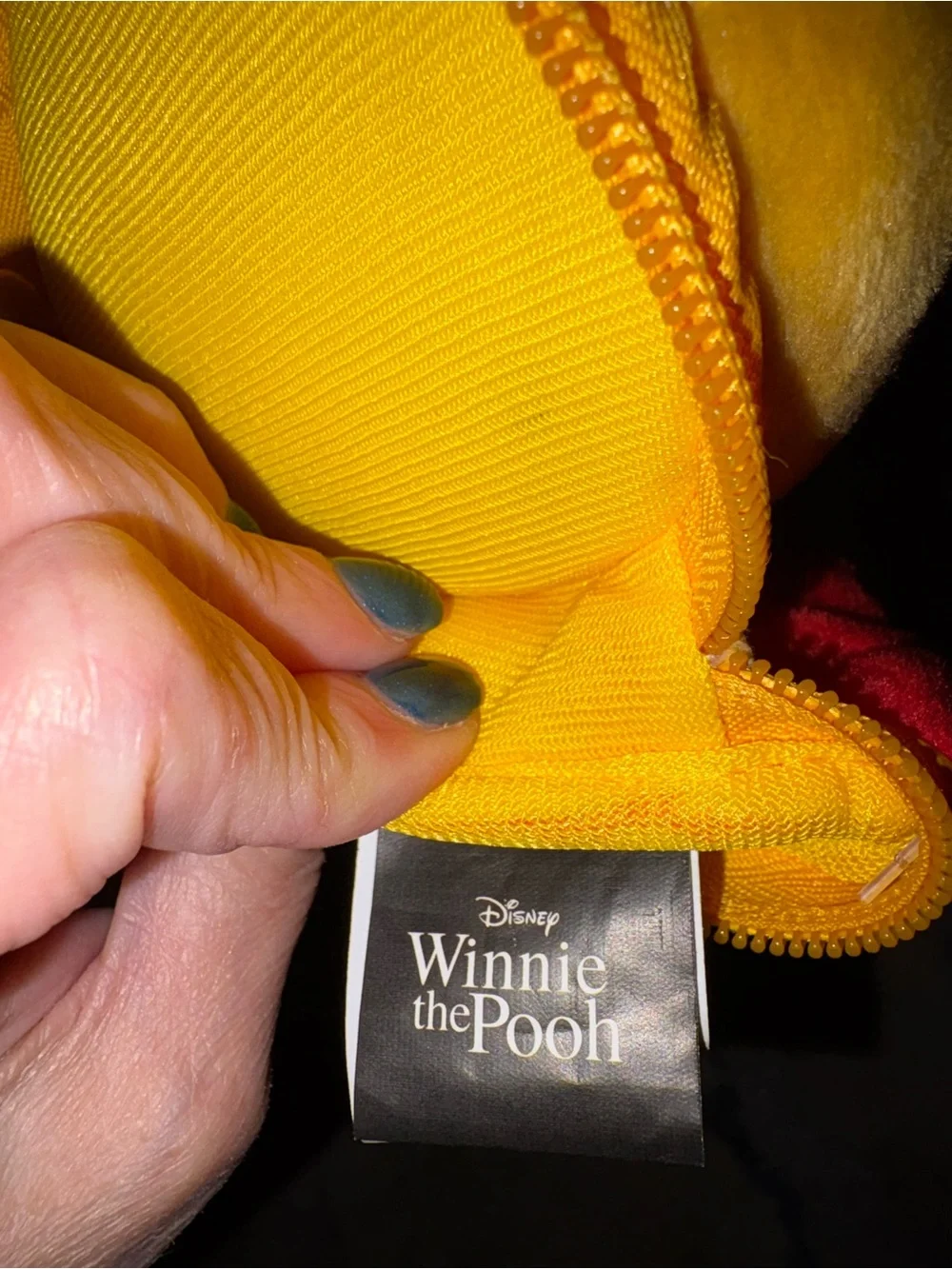 Japan Disney Yellow & Red Winnie the Pooh Plush Zipper Pouch